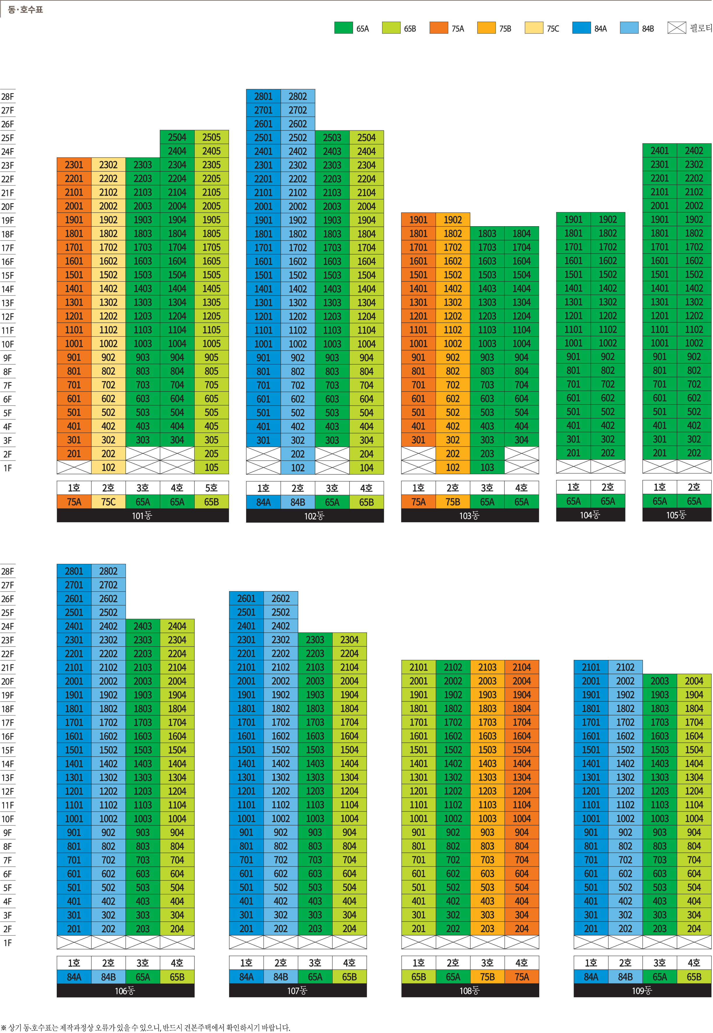 운정 아이파크 포레스트 동호배치도